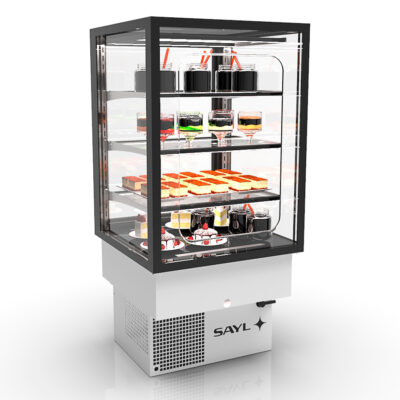 Vitrina Expositora Refrigerada para Pastelería Integra Drop-In Cristal Recto 3 Estantes 600x600x815h mm DP-60-80G Sayl