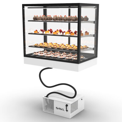 Vitrina Expositora Refrigerada para Pastelería Integra Grupo Remoto Cristal Recto 3 Estantes 1000x600x950h mm IN100-90R Sayl