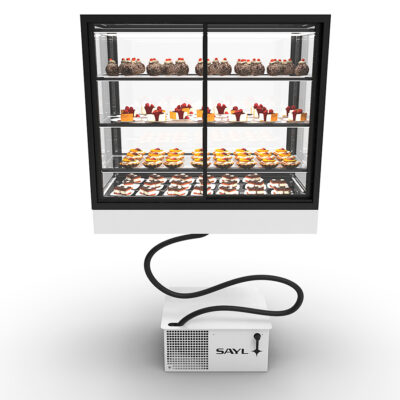 Vitrina Expositora Refrigerada para Pastelería Integra Grupo Remoto Cristal Recto 3 Estantes 1000x600x950h mm IN100-90RA Sayl