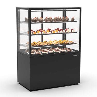 Vitrina Expositora Refrigerada para Pastelería Integra con Base Cristal Recto 3 Estantes 1000x600x1400h mm IN100/80-140 Sayl