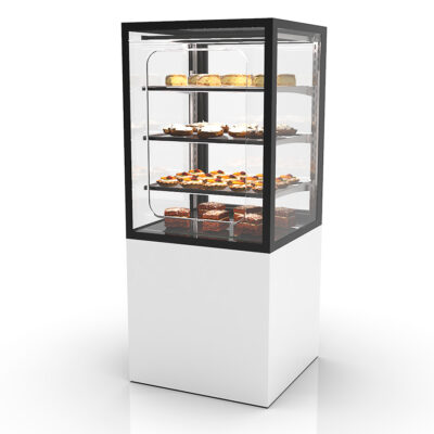 Vitrina Expositora Refrigerada para Pastelería Integra con Base Cristal Recto 3 Estantes 600x600x1400h mm IN60/80-140G Sayl