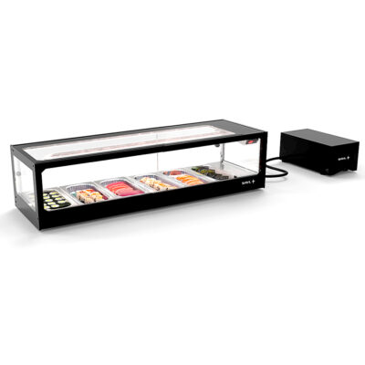 Vitrina Expositora Refrigerada para Sushi 6 Bandejas GN 1/3x40 Cristal Recto Grupo Remoto Sobremesa Gama LOGIC 1190x380x300h mm VTLG6SGR Sayl
