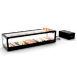 Vitrina Expositora Refrigerada para Sushi Cristal Recto Cuba Plana Grupo Remoto Sobremesa Gama LOGIC 1190x380x300h mm VTLG6SGRP Sayl