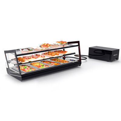 Vitrina Expositora Refrigerada para Tapas 1 Estante 4 Bandejas GN 1/3x40 Cristal Recto Grupo Remoto Sobremesa Gama KUBE 850x385x360h mm VCKB4GR Sayl