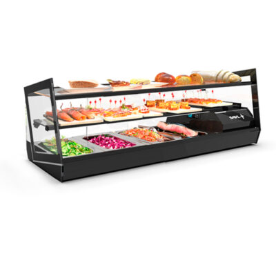 Vitrina Expositora Refrigerada para Tapas 1 Estante 4 Bandejas GN 1/3x40 Cristal Recto Sobremesa Gama KUBE 970x395x360h mm VCKB4 Sayl