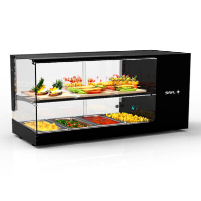 Vitrina Expositora Refrigerada para Tapas 1 Estante 4 Bandejas GN 1/3x40 Cristal Recto Sobremesa Gama LOGIC TRIPLE 970x380x460h mm VTLG24-1 Sayl