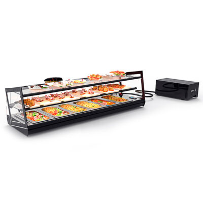 Vitrina Expositora Refrigerada para Tapas 1 Estante 6 Bandejas GN 1/3x40 Cristal Recto Grupo Remoto Sobremesa Gama KUBE 1540x385x360h mm VCKB8GR Sayl