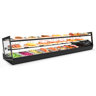 Vitrina Expositora Refrigerada para Tapas 1 Estante 8 Bandejas GN1/3x40 Cristal Recto Sobremesa Gama KUBE 1680x395x360h mm VCKB8 Sayl
