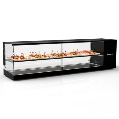 Vitrina Expositora Refrigerada para Tapas 1 Estantes Cuba Plana Cristal Recto Sobremesa Gama LOGIC TRIPLE 1680x380x460h mm VTLG28P-1 Sayl