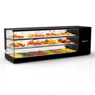 Vitrina Expositora Refrigerada para Tapas 2 Estantes 6 Bandejas GN 1/3x40 Cristal Recto Sobremesa Gama LOGIC 1320x380x460h mm TRIPLE VTLG26-2 Sayl