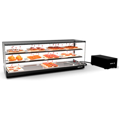 Vitrina Expositora Refrigerada para Tapas 2 Estantes Cuba Plana Cristal Recto Grupo Remoto Sobremesa Gama LOGIC TRIPLE 1190x395x465h mm VTLG26GRP-2 Sayl