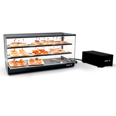 Vitrina Expositora Refrigerada para Tapas 2 Estantes Cuba Plana Cristal Recto Sobremesa Gama LOGIC TRIPLE 840x395x465h mm VTLG24GRP-2 Sayl