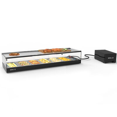 Vitrina Expositora Refrigerada para Tapas 6 Bandejas GN 1/3x40 Cristal Recto Grupo Remoto Sobremesa Gama LOGIC 1175x385x225h mm VTLG6GR Sayl