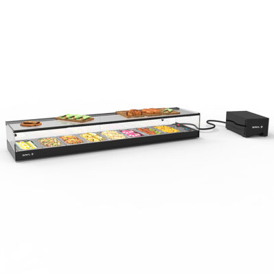 Vitrina Expositora Refrigerada para Tapas 8 Bandejas GN 1/3x40 Cristal Recto Grupo Remoto Sobremesa Gama LOGIC 1540x385x225h mm VTLG8GR Sayl