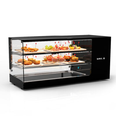 Vitrina Expositora Refrigerada para Tapas Cristal Recto 2 Estantes Cuba Plana Sobremesa Gama LOGIC TRIPLE 970x380x460h mm VTLG24P-2 Sayl