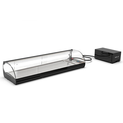Vitrina Expositora Refrigerada para Tapas Cuba Plana 1 Estante Cristal Curvo Sobremesa Grupo Remoto Gama CLASSIC 1190x395x245h mm V6GRP Sayl