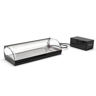 Vitrina Expositora Refrigerada para Tapas Cuba Plana 1 Estante Cristal Curvo Sobremesa Grupo Remoto Gama CLASSIC 840x395x245h mm V4GRP Sayl