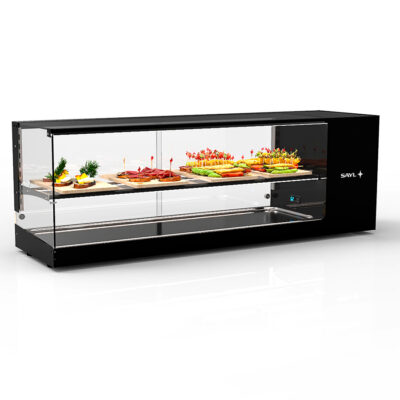 Vitrina Expositora Refrigerada para Tapas Cuba Plana 1 Estante Cristal Recto Sobremesa Gama LOGIC TRIPLE 1320x380x460h mm VTLG26P-1 Sayl