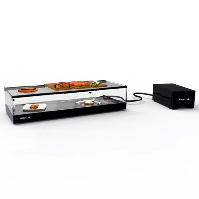 Vitrina Expositora Refrigerada para Tapas Cuba Plana Cristal Recto Grupo Remoto Sobremesa Gama LOGIC 850x385x225h mm VTLG4GRP Sayl