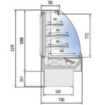 Semi Mural Refrigerada Cristal Curvo 3 Estantes 1 Puerta Corredera Evaporador Ventilado Serie INSIGNIA VVA 600x730x1379h mm VVA-6-6-C Docriluc - Imagen 3