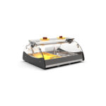 Vitrina Expositora Caliente Baño María Autoservicio para Tapas Sobremesa Cristal Curvo 2 Bandejas GN 1/1 1x65 Gama Maxiself 690x650x320h mm CMX2E Sayl