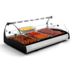 Vitrina Expositora Caliente Baño María para Tapas 3 Bandejas GN 1/1X65 Cristal Curvo Sobremesa Gama SPLENDID 1020x650x420 h mm CS3 Sayl