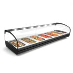 Vitrina Expositora Caliente Baño María para Tapas 6 Bandejas GN 1/3X40 Cristal Curvo Sobremesa Gama SHARK 1190x395x270h mm CK6L SAYL