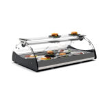 Vitrina Expositora Caliente Calor Seco Autoservicio para Tapas Sobremesa Cristal Curvo 3 Bandejas GN 1/1 1x65 Gama Maxiself 1020x650x320h mm CSMX3E Sayl