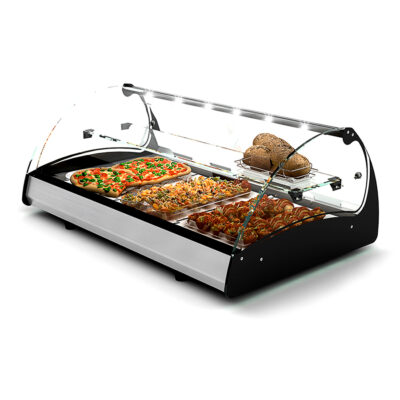 Vitrina Expositora Caliente Calor Seco para Tapas 3 Bandejas GN 1/1 1X65 Cristal Recto Sobremesa Gama SPLENDID 1020x650x420h mm CS3S Sayl