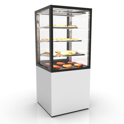 Vitrina Expositora Caliente Integra con Base Cristal Recto 3 Estantes 600x600x1400h mm IN60/80-140C Sayl