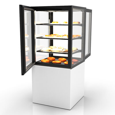 Vitrina Expositora Caliente Integra con Base Cristal Recto 3 Estantes 600x600x1400h mm IN60/80-140CA Sayl