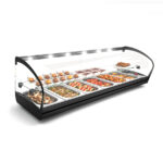 Vitrina Expositora Caliente para Tapas Baño María 1 Estante 6 Bandejas GN 1/3 X 40 Cristal Curvo Sobremesa Gama SHARK 1190x395x340h mm CK26L Sayl