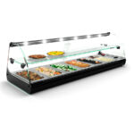 Vitrina Expositora Caliente para Tapas Baño María 1 Estante 6 Bandejas GN 1/3X40 Crista Curvo Sobremesa Gama CLASSIC 1190x395x360h mm C26l Sayl