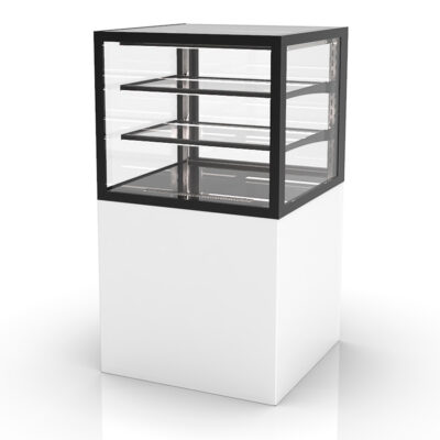 Vitrina Expositora Neutra para Pastelería Integra con Base Cristal Recto 2 Estantes 600x600x1100h mm IN60/50-110N Sayl