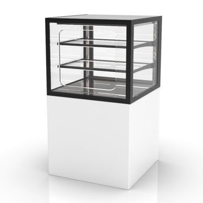 Vitrina Expositora Neutra para Pastelería Integra con Base Cristal Recto 2 Estantes 600x600x1100h mm IN60/50-110NG Sayl