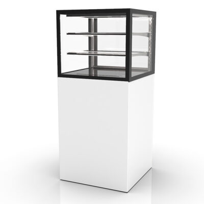 Vitrina Expositora Neutra para Pastelería Integra con Base Cristal Recto 2 Estantes 600x600x1400h mm IN60/50-140N Sayl