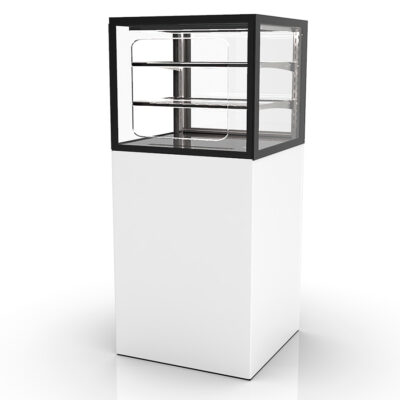 Vitrina Expositora Neutra para Pastelería Integra con Base Cristal Recto 2 Estantes 600x600x1400h mm IN60/50-140NG Sayl