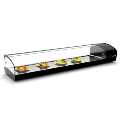 Vitrina Expositora Refrigerada Cuba Plana Cristal Curvo Sobremesa Gama SHARK 1680x395x270h mm SK8P Sayl