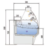 Vitrina Expositora Refrigerada con Reserva para Pastelería Cristal Curvo Evaporador Estático Serie VESPER VEP-9-C 1505x940x1300h mm VEP-9-15-C Docriluc - Imagen 3