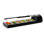 Vitrina Expositora Refrigerada para Buffets 6 Bandejas GN 1/3X40 Cristal Curvo Sobremesa Gama Self-service 1320x380x245h mm S6N Sayl