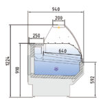 Vitrina Expositora Refrigerada para Carnicería y Charcutería con Reserva Cristal Curvo Evaporador Estático Serie NERIA VED-9-C 1025x940x1224h mm VED-9-10-C Docriluc - Imagen 3