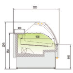 Vitrina Expositora Refrigerada para Carnicería y Charcutería sin Reserva Cristal Curvo Evaporador Ventilado Serie OLIRA VE-12-C-TF 1310x1215x1245h mm VES-12-13-C-TF Docriluc - Imagen 3