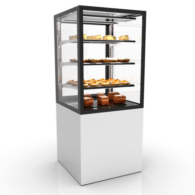 Vitrina Expositora Refrigerada para Pastelería Integra con Base Cristal Curvo 3 Estantes 600x600x1400h mm IN60/80-140 Sayl