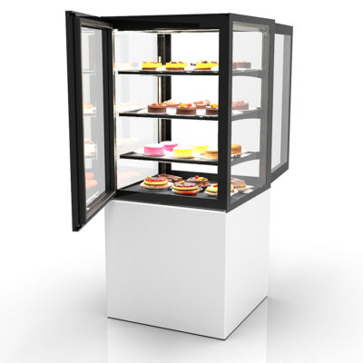 Vitrina Expositora Refrigerada para Pastelería Integra con Base Cristal Recto 3 Estantes 600x600x1400h mm IN60/80-140A Sayl
