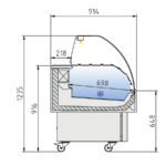 Vitrina Expositora Refrigerada para Pescadería sin Reserva Cristal Curvo Evaporador Estático Serie HYDRO EEC-C 1285x914x1235h mm EEC-130-C Docriluc - Imagen 3