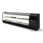 Vitrina Expositora Refrigerada para Tapas 1 Estante 7 Bandejas GN 1/6X40 Cristal Curvo Sobremesa Gama SLIM 1350x260x400h mm VSL7S Sayl