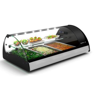 Vitrina Expositora Refrigerada para Tapas 3 Bandejas GN 1/1X65 Cristal Curvo Gama Splendid 1210x650x420h mm VS3 Sayl