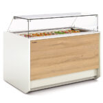 Vitrina Expositora Refrigerada sin Reserva 24 Cubetas GN 1/6 Cristal Recto Evaporador Ventilado Serie VALORIAN VETB-10 - 1505x1000x1210h mm VETB-10-15-TF 1/6 Docriluc