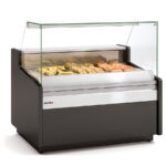 Vitrina Expositora Caliente Calor Seco 3 Cubetas GN 1/1-150 Cristal Recto Serie JUNIPER VES-10-RC 1265x1080x1235h mm VE-10-13-HE-RC Docriluc