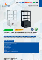 Armario Expositor Refrigerado para Pastelería 58 Litros 1 Puerta de Cristal 2 Estantes 452x406x818h mm FT-58LB GASFRIT - Imagen 2